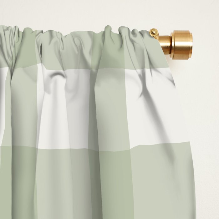 Sage Green Gingham Check Pattern Window Curtain Gallery Image 2