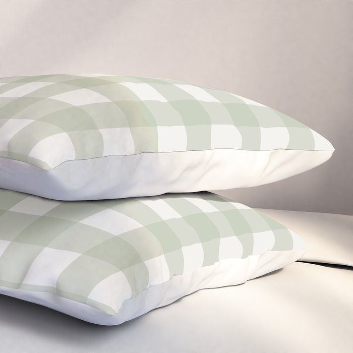 Sage Green Gingham Check Pattern Pillow Sham Gallery Image 3