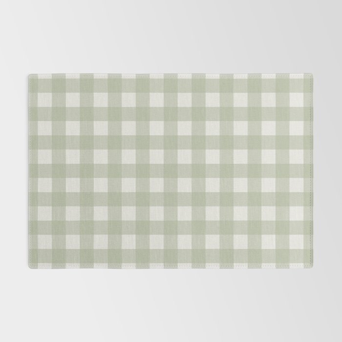 Sage Green Gingham Check Pattern Rug Gallery Image 2