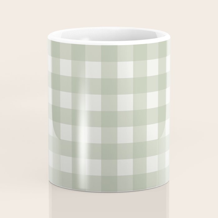 Sage Green Gingham Check Pattern Coffee Mug Gallery Image 4