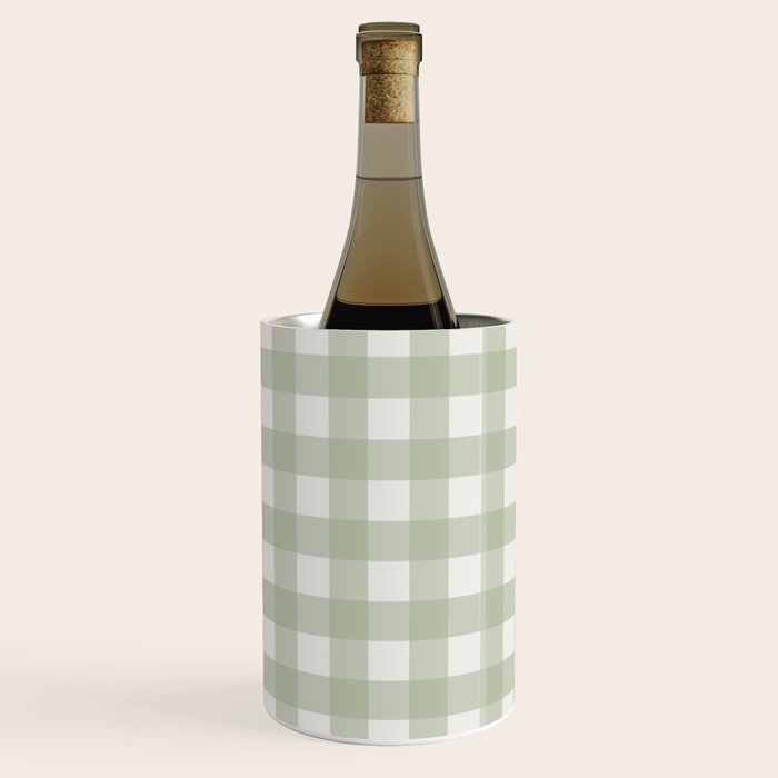 Sage Green Gingham Check Pattern Wine Chiller Gallery Image 3