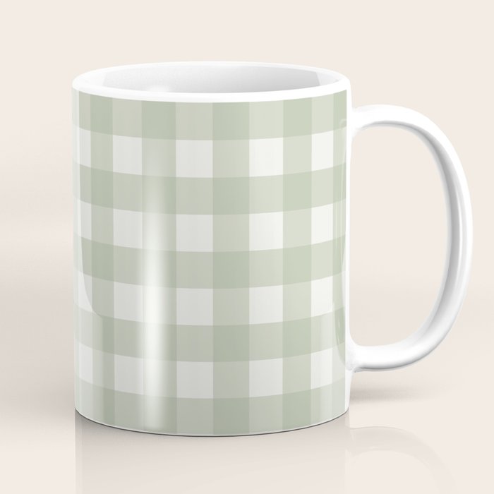 Sage Green Gingham Check Pattern Coffee Mug Gallery Image 1