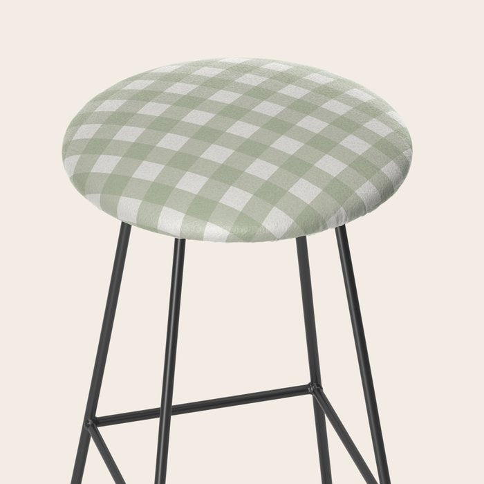 Sage Green Gingham Check Pattern Stool Gallery Image 2