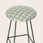 Sage Green Gingham Check Pattern Stool Gallery Image 2