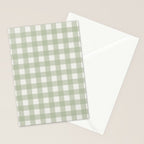 Sage Green Gingham Check Pattern Stationery Card Gallery Image 2