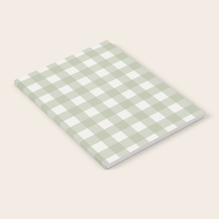 Sage Green Gingham Check Pattern Notebook Gallery Image 2