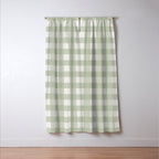 Sage Green Gingham Check Pattern Window Curtain Gallery Image 3