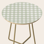 Sage Green Gingham Check Pattern Side Table Gallery Image 2
