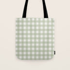 Sage Green Gingham Check Pattern Tote Bag Gallery Image 1