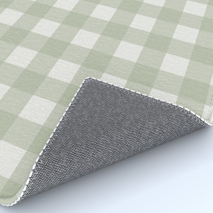 Sage Green Gingham Check Pattern Rug Gallery Image 4