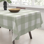 Sage Green Gingham Check Pattern Tablecloth Gallery Image 3