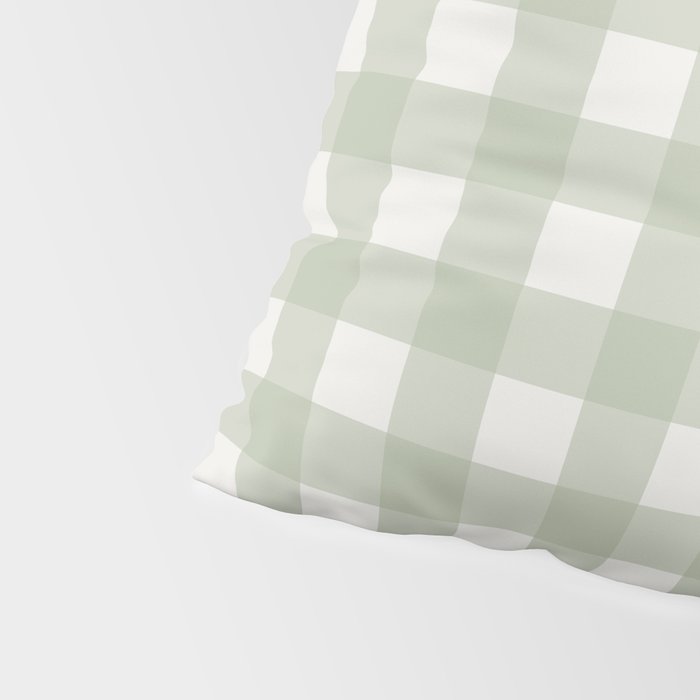 Sage Green Gingham Check Pattern Pillow Sham Gallery Image 4