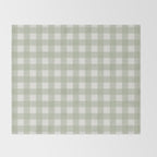 Sage Green Gingham Check Pattern Throw Blanket Gallery Image 2