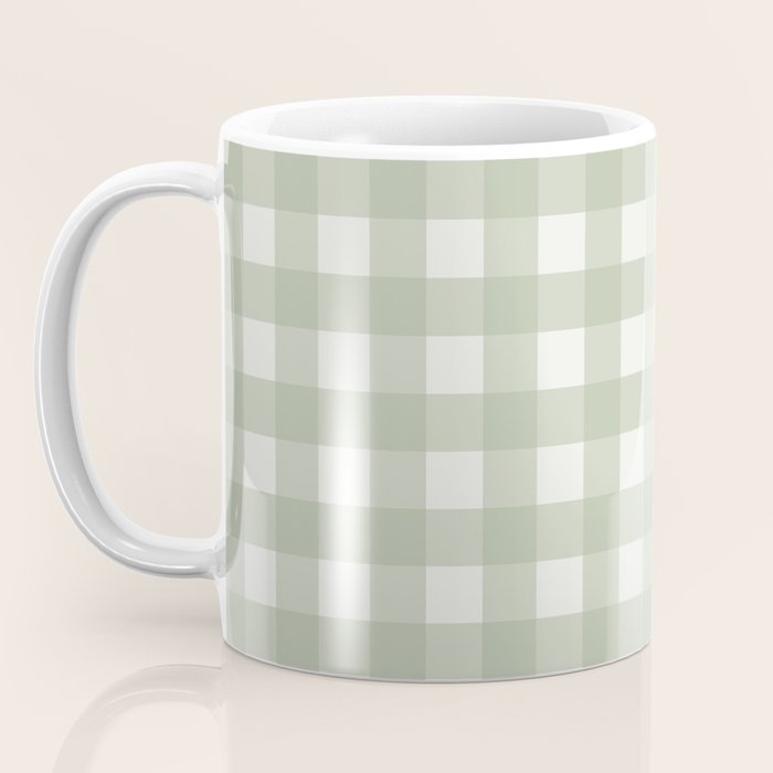 Sage Green Gingham Check Pattern Coffee Mug Gallery Image 3