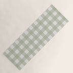 Sage Green Gingham Check Pattern Yoga Mat Gallery Image 1