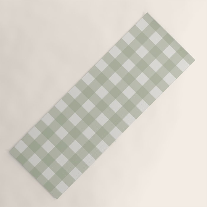 Sage Green Gingham Check Pattern Yoga Mat Gallery Image 1