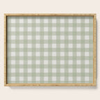 Sage Green Gingham Check Pattern Serving Tray Gallery Image 1