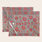 Kermina Suzani Uzbekistan Embroidery Print Placemat Gallery Image 1