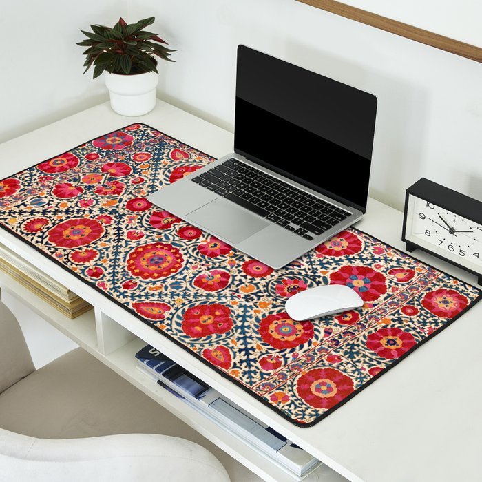 Kermina Suzani Uzbekistan Embroidery Print Desk Mat Gallery Image 2