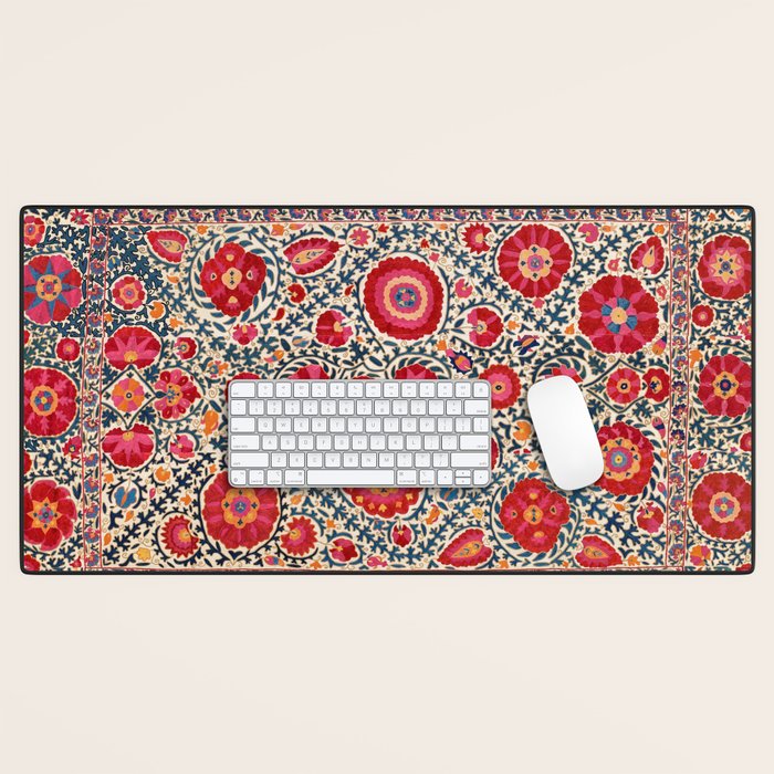 Kermina Suzani Uzbekistan Embroidery Print Desk Mat Gallery Image 1