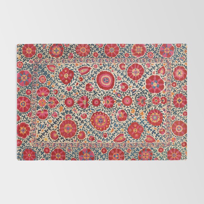 Kermina Suzani Uzbekistan Embroidery Print Rug Gallery Image 2