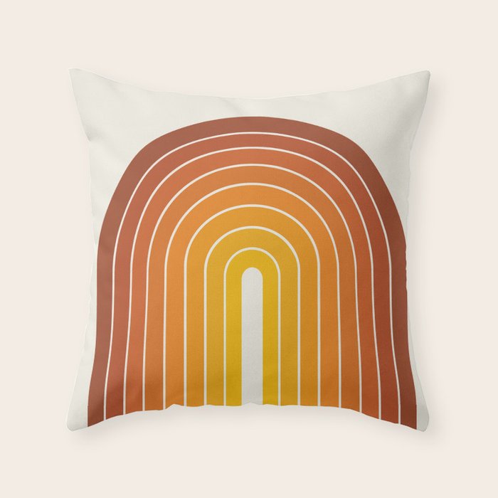 Gradient Arch IX Retro Orange Mid Century Modern Rainbow Throw Pillow Gallery Image 1