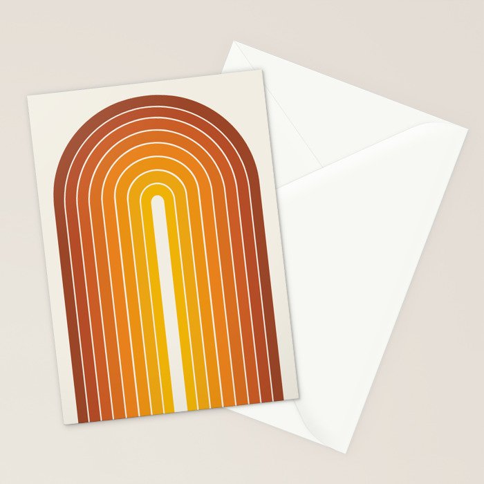 Gradient Arch IX Retro Orange Mid Century Modern Rainbow Stationery Card Gallery Image 2
