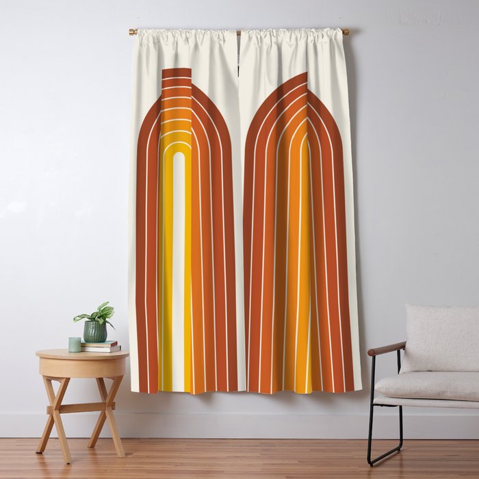 Gradient Arch IX Retro Orange Mid Century Modern Rainbow Window Curtain Gallery Image 5