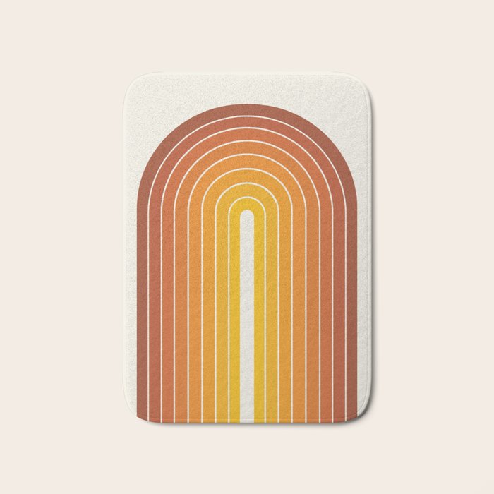 Gradient Arch IX Retro Orange Mid Century Modern Rainbow Bath Mat Gallery Image 1
