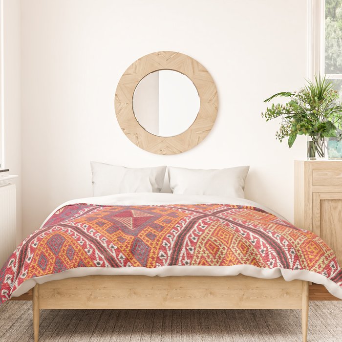 Woven Carpet | Red and Orange Oriental Design Print | Colors of Cappadocia Duvet Cover Gallery Image 3