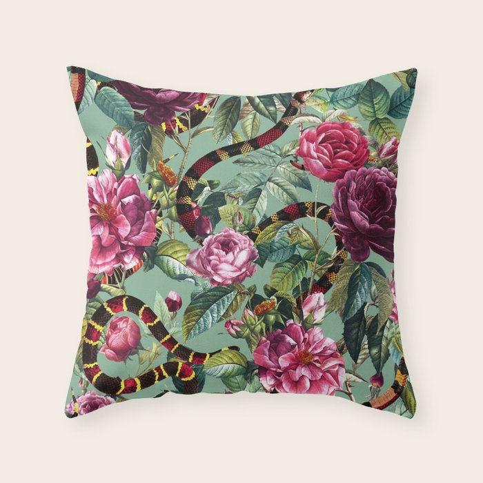 Snakes and Roses II Throw Pillow Gallery Image 1