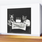 Vintage Let them eat cake kittens with cake and candles funny humorous black and white photograph Wall Mural Gallery Image 2