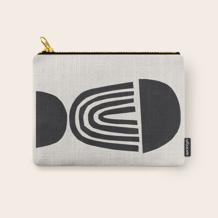Black & White Minimalist Mid Century Paper collage Funky Black Ink Tribal Geometric by Ejaaz Haniff Carry All Pouch Gallery Image 1