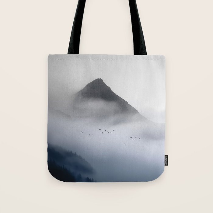 Still Summit - Birds Over Foggy Ridge Tote Bag Gallery Image 1