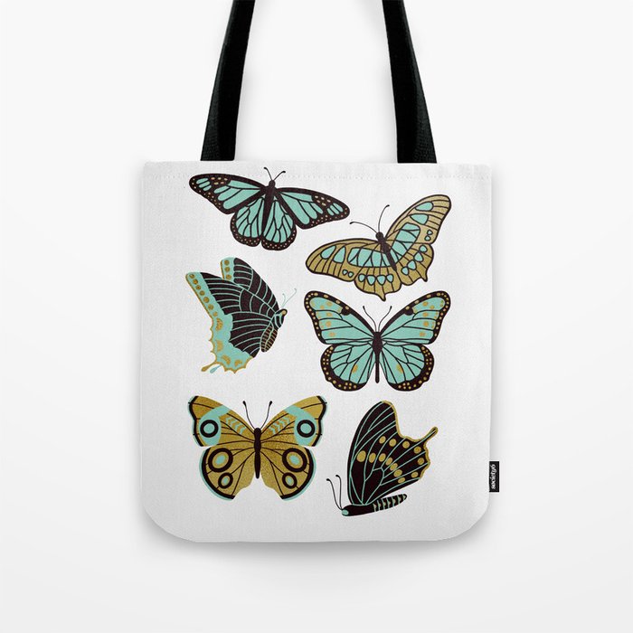 Texas Butterflies - Mint and Gold Tote Bag Gallery Image 1