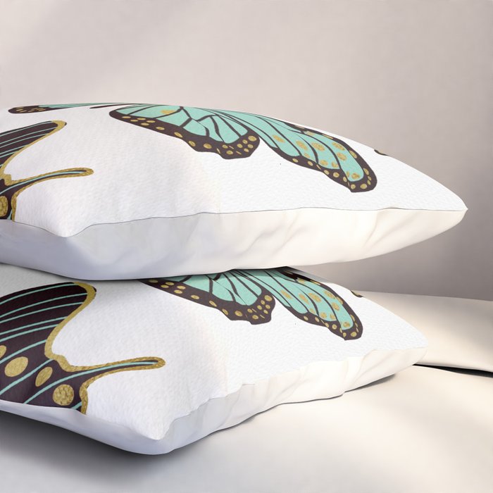 Texas Butterflies - Mint and Gold Pillow Sham Gallery Image 3
