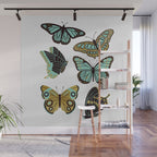 Texas Butterflies - Mint and Gold Wall Mural Gallery Image 1