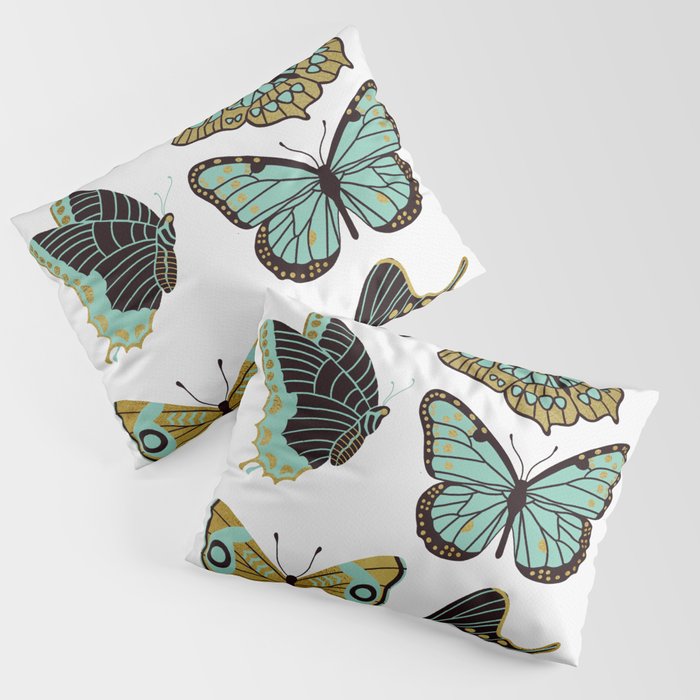 Texas Butterflies - Mint and Gold Pillow Sham Gallery Image 3