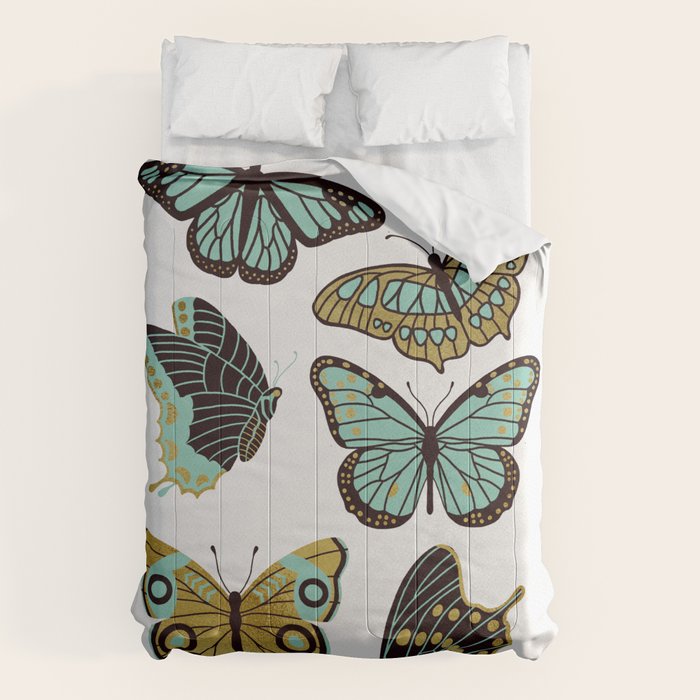 Texas Butterflies - Mint and Gold Comforter Gallery Image 6