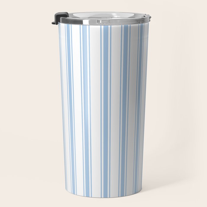 Light blue ticking stripes Travel Mug Gallery Image 3