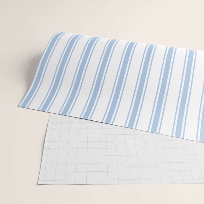 Light blue ticking stripes Wrapping Paper Gallery Image 2