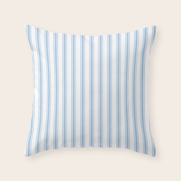 Light blue ticking stripes Throw Pillow Gallery Image 6