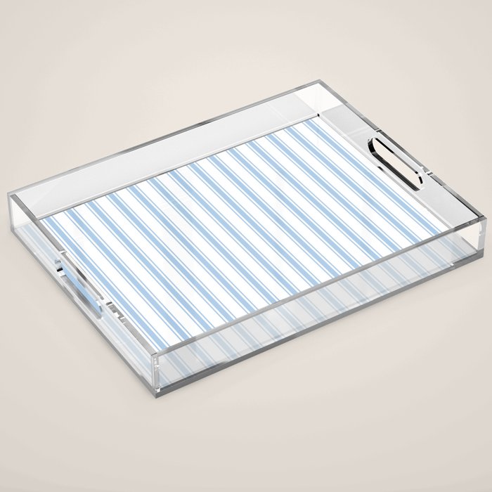 Light blue ticking stripes Acrylic Tray Gallery Image 1