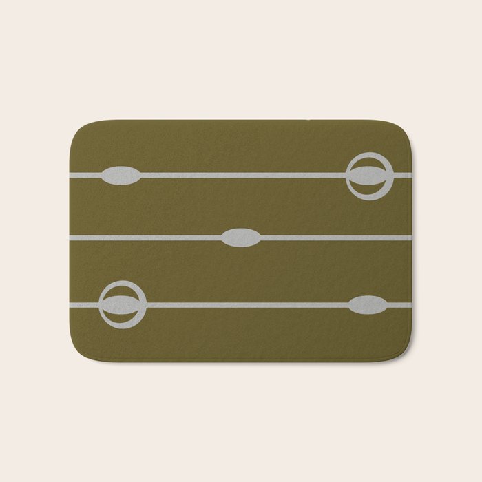 Olive Heritage Revival Stripes-Vintage Modern Elegance Bath Mat Gallery Image 1