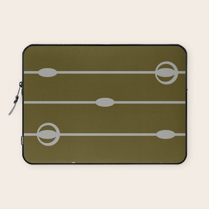 Olive Heritage Revival Stripes-Vintage Modern Elegance Laptop Sleeve Gallery Image 1
