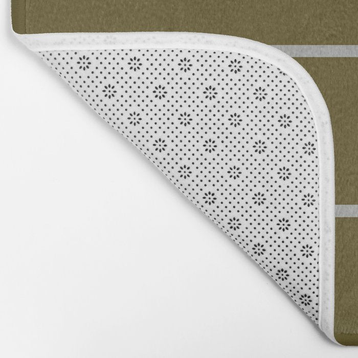 Olive Heritage Revival Stripes-Vintage Modern Elegance Bath Mat Gallery Image 2