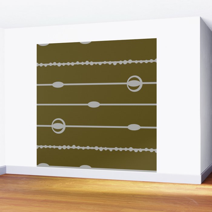 Olive Heritage Revival Stripes-Vintage Modern Elegance Wall Mural Gallery Image 2