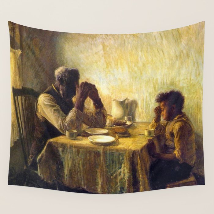 African American Masterpiece 'The Thankful Poor' by Henry Ossawa Tanner Wall Tapestry Gallery Image 1