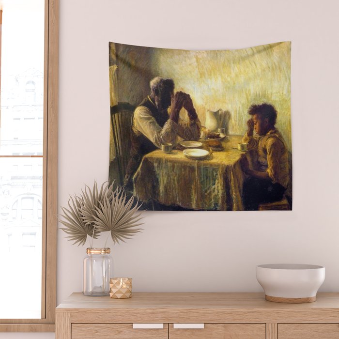 African American Masterpiece 'The Thankful Poor' by Henry Ossawa Tanner Wall Tapestry Gallery Image 2