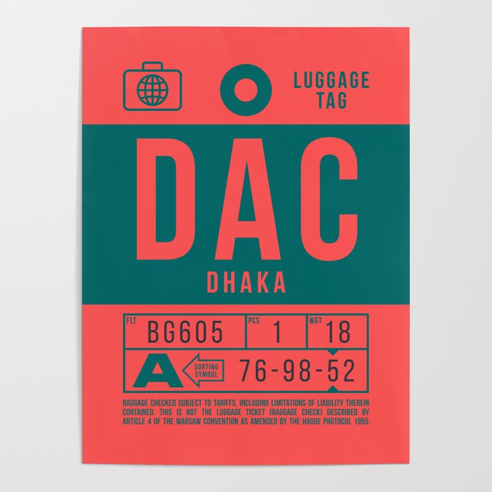 Luggage Tag B - DAC Dhaka Bangladesh Poster Gallery Image 4